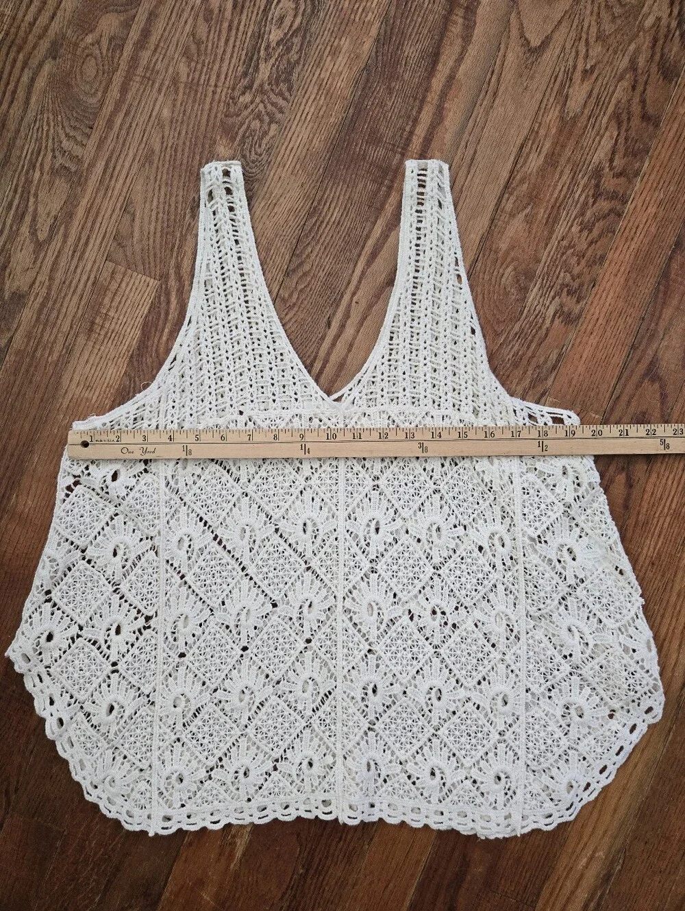 Adiva Crochet Sleeveless Blouse Size XL Cream Festival Boho Feminine Tank Top - Picture 2 of 12